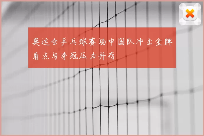 奥运会乒乓球赛场中国队冲击金牌看点与夺冠压力并存
